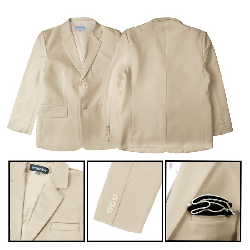 Spring Notion Big Boys' Modern Fit Khaki Suit Set 18 - Image 5